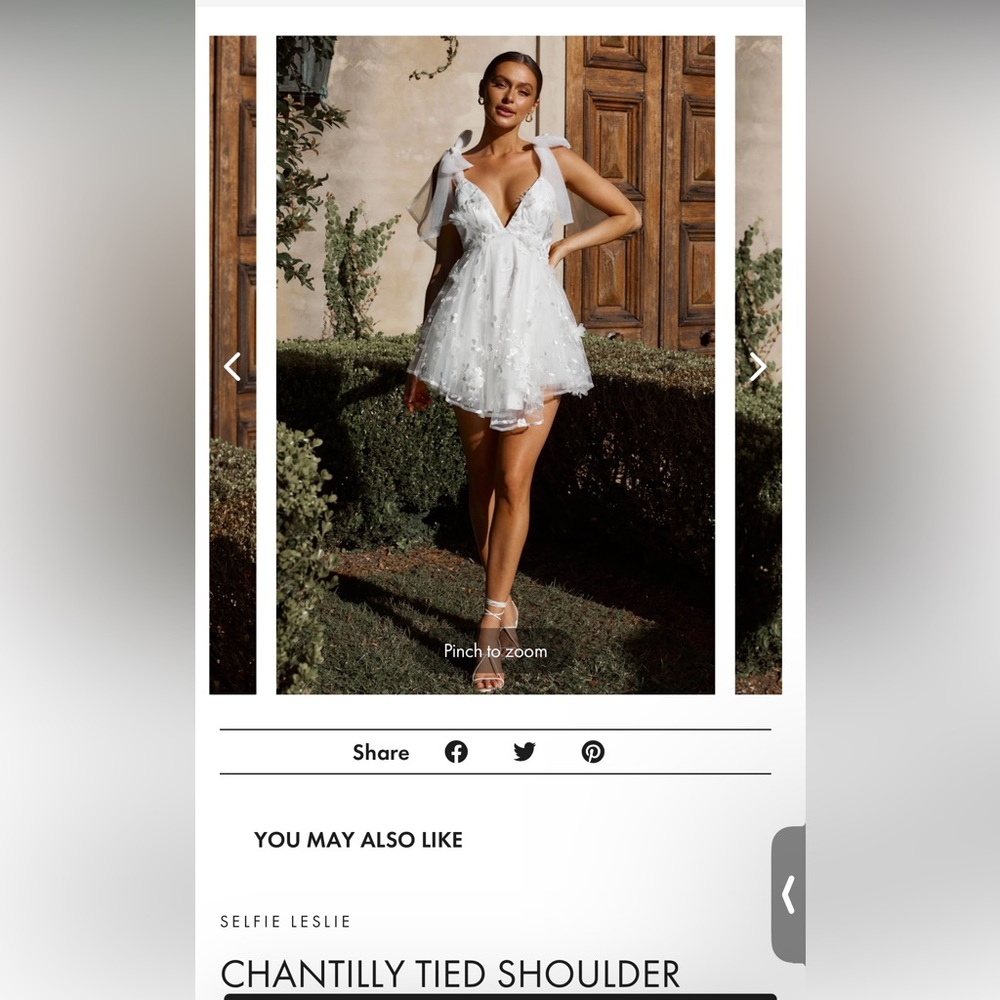 Selfie Leslie - CHANTILLY TIED SHOULDER MINI DRESS WHITE